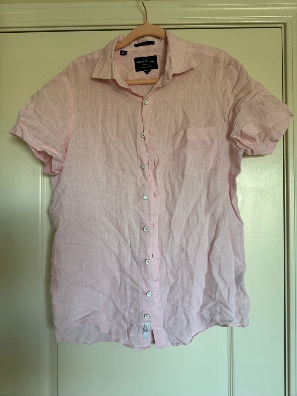 Rodd & Gunn Light Pink Short-Sleeve Linen Button-Down Shirt